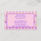 ピンクアンドコーラル爪、 ネイルポーランドデザイン 名刺 (裏面)