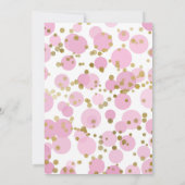 ピンクアンドゴールドフォイル紙吹雪ガールズベビーシャワー 招待状 (裏面)