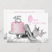 ピンクアンドシルバーキンセアニェラ誕生日パーティー 招待状 (正面/裏面)