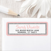 ピンクアンドシルバーグリッターバルミツワー住所 シール (インサイチュ)