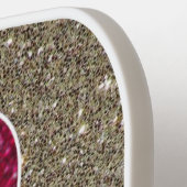 ピンクアンドシルバースカルグリッターかわいらしタフカッコいい ピックルボールラケット (左詳細)