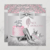 ピンクアンドシルバープリンセスキンセアニェラ 招待状 (正面/裏面)