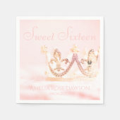 ピンクアンドシルバープリンセスクラウンSweet sixteen スタンダードカクテルナプキン (正面)
