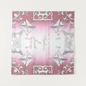 ピンクアンドシルバーヴィンテージアンティークエレガントな結婚式 タペストリー (正面(横))