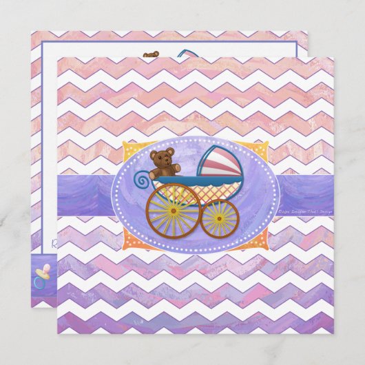 ピンクアンドスティンキーベビー物 招待状 (正面/裏面)