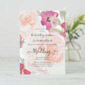 ピンクアンドセージグリーンフローラ結婚式招待状 招待状 (スタンド正面)