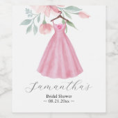 ピンクアンドセージブルーフローラブライダルシャワーテーマ ワインラベル (シングルラベル)