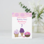ピンクアンドパープルスイートトリート誕生日招待状 招待状 (スタンド正面)