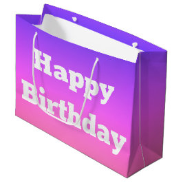 ピンクアンドパープルハッピーバースデー抱き枕 ラージペーパーバッグ