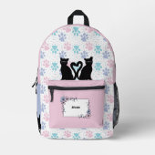 ピンクアンドパープルパステルドリームズキャットバックパック プリントバックパック (正面)