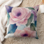 ピンクアンドパープルパステルバラ クッション (ブランケット)