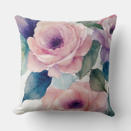 ピンクアンドパープルパステルバラ クッション