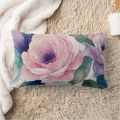 ピンクアンドパープルパステルバラ ランバークッション (ブランケット)