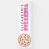 ピンクアンドパープルピッツェリア誕生日パーティー 横断幕 (縦)