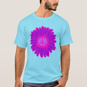 ピンクアンドパープルピースデイジー Tシャツ