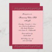 ピンクアンドパールブライダルシャワー 招待状 (正面/裏面)