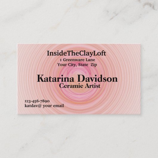 ピンクアンドピーチパステルらせん状 名刺 (正面)