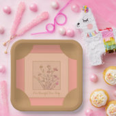 ピンクアンドピーチフローラスクエア ペーパープレート (パーティー)