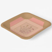 ピンクアンドピーチフローラスクエア ペーパープレート (傾斜あり)