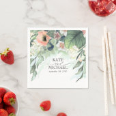 ピンクアンドピーチフローラドリーミー庭園の結婚式 スタンダードカクテルナプキン (インサイチュ)