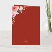 ピンクアンドピーチフローラブーケハッピー母 箔グリーティングカード (裏面)