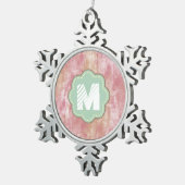 ピンクアンドピーチ抽象芸術 スノーフレークピューターオーナメント (右)