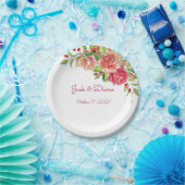 ピンクアンドピーチ結婚フローラ紙プレート ペーパープレート (パーティー)