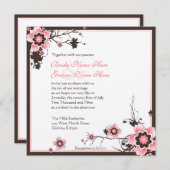 ピンクアンドブラウンさくらんぼブロッサム結婚式招待状 招待状 (正面/裏面)