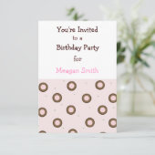 ピンクアンドブラウンサークル誕生日招待状 招待状 (スタンド正面)