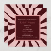 ピンクアンドブラウンゼブラベイビーシャワー招待状 招待状 (正面/裏面)