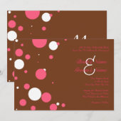 ピンクアンドブラウン水玉模様結婚式招待状 招待状 (正面/裏面)