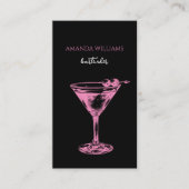 ピンクアンドブラックカクテルプロフェッショナルバーテンダー 名刺 (正面)