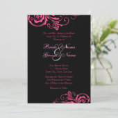 ピンクアンドブラックシック結婚式招待状 招待状 (スタンド正面)