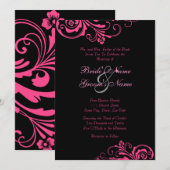 ピンクアンドブラックシック結婚式招待状 招待状 (正面/裏面)