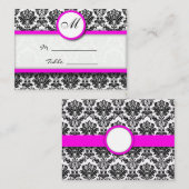 ピンクアンドブラックダマスク座席表 プレイスカード (正面/裏面)