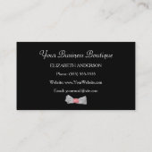 ピンクアンドブラックチーテプリントブティックキュートボウ 名刺 (裏面)