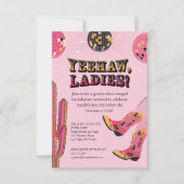 ピンクアンドブラックディスコ女性のカーボーイバチェロレッテ週末 招待状 (正面)