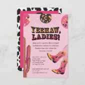 ピンクアンドブラックディスコ女性のカーボーイバチェロレッテ週末 招待状 (正面/裏面)