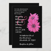 ピンクアンドブラックデイジー結婚式招待状 招待状 (正面/裏面)