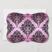 ピンクアンドブラックプリンセスティアラスウィート16誕生日 招待状 (裏面)