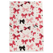 ピンクアンドブラックボウプリント ミディアムペーパーバッグ (裏面)