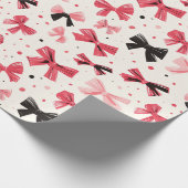 ピンクアンドブラックボウプリント ラッピングペーパー (角)