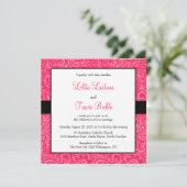 ピンクアンドブラックミニペイズリー結婚式招待状 招待状 (スタンド正面)