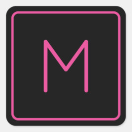 ピンクアンドブラックミニマルタイポグラフィモノグラム スクエアシール