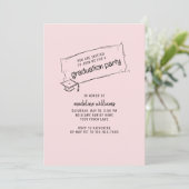 ピンクアンドブラック卒業パーティー招待状 招待状 (スタンド正面)