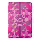 ピンクアンドブルガンディジオメトリックバウハウススタイル バスマット (正面縦)