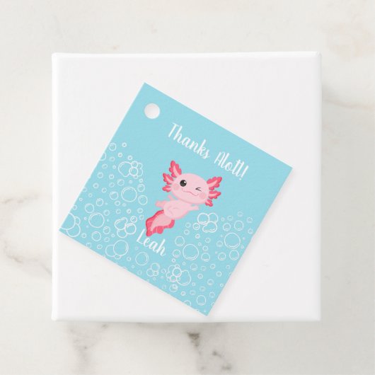 ピンクアンドブルーアクソロトル誕生日ギフトラベル フェイバータグ (インサイチュ)