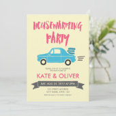 ピンクアンドブルーカー引っ越し祝いパーティーパーティの招待状 招待状 (スタンド正面)
