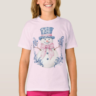 ピンクアンドブルーグランドミレニアル雪だるま Tシャツ