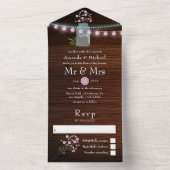 ピンクアンドブルーコスモス素朴バーンカントリー結婚式 オールインワン招待状 (内側)